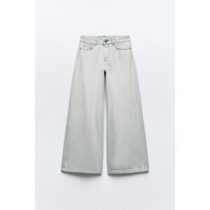 Gray Zara Mid-Rise Wide-Leg Palazzo Loose Fit Denim Jeans (NWT)
